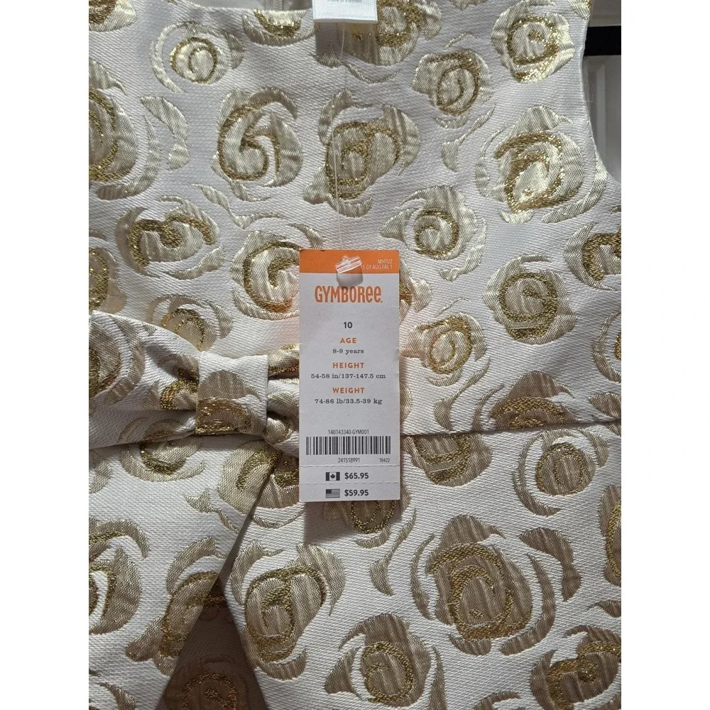 Gymboree Girls 10 Savanna Party Metallic Gold Rose Jacquard Dress NWT
